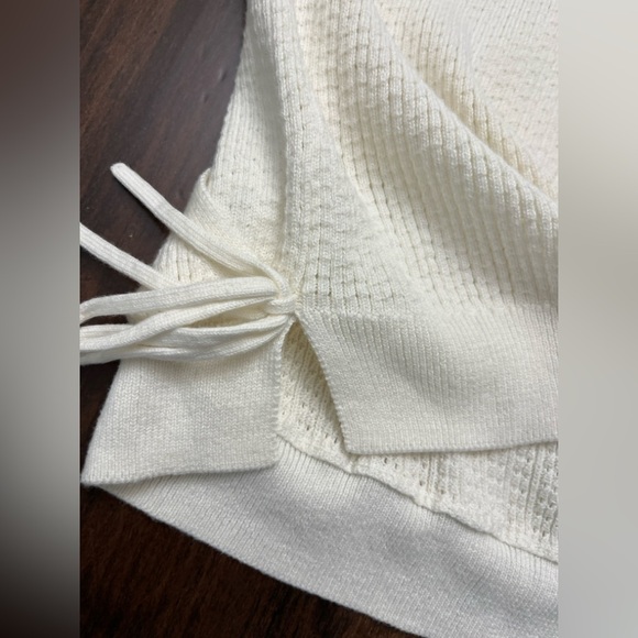 Jason Wu Wrap Front Top Tank Size XS Cream Knit Preppy Summer Spring Soft NWT - Picture 5 of 8